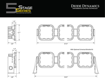 Barra de luces CrossLink de 5 unidades con diodos dinámicos blancos combinados SS5 Sport Universal