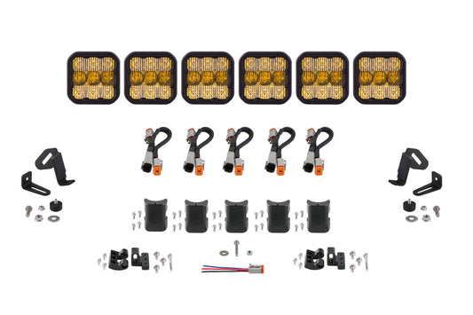 Barra de luces CrossLink universal SS5 Sport de 6 unidades con diodos combinados amarillos