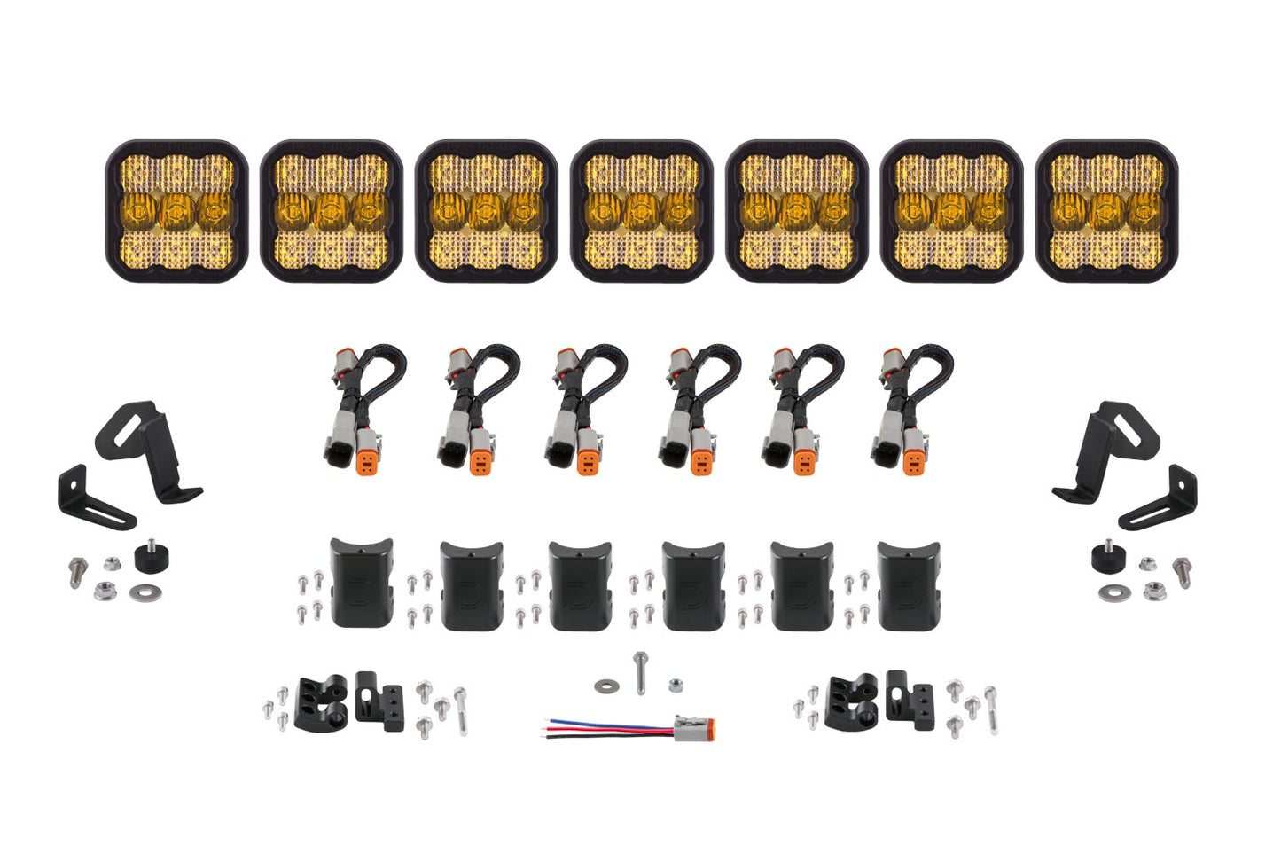 Barra de luces CrossLink universal SS5 Sport de 7 unidades con diodos combinados amarillos