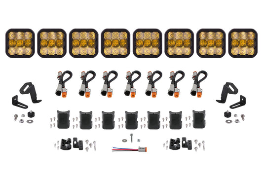 Barra de luces CrossLink universal SS5 Sport de 8 unidades con diodos combinados amarillos