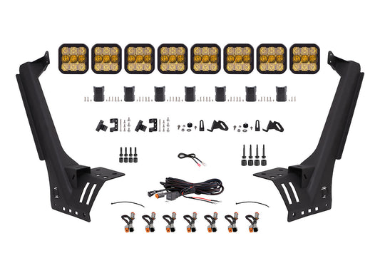 Jeep JL SS5 Sport CrossLink Windshield Yellow Combo Lightbar Kit Diode Dynamics