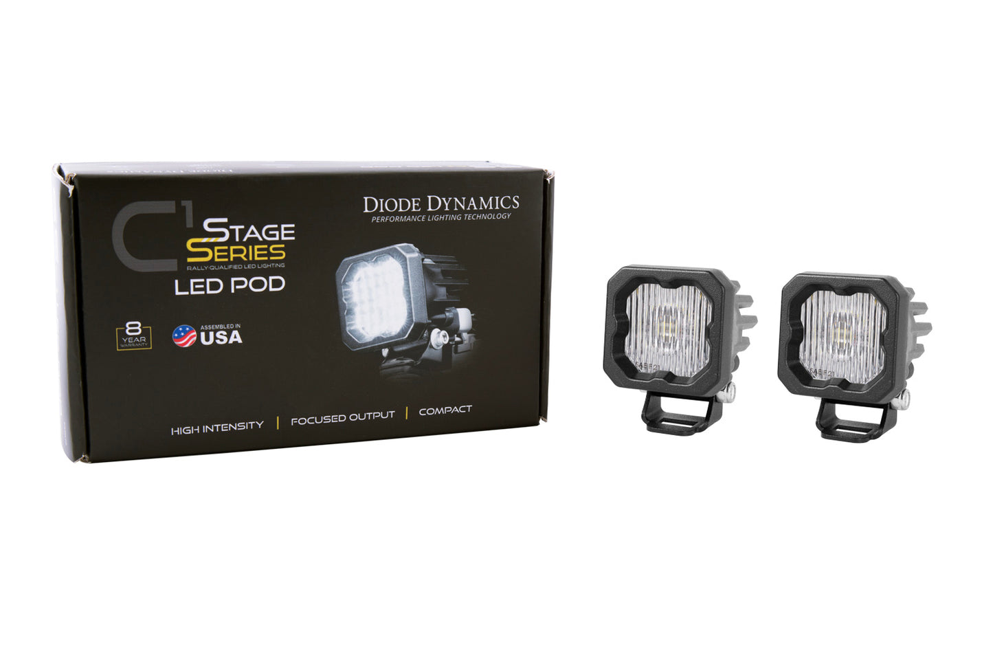 Stage Series C1 LED Pod White SAE Fog Standard WBL Pair Diode Dynamics