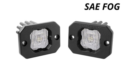 Stage Series C1 LED Pod White SAE Fog Flush WBL Pair Diode Dynamics