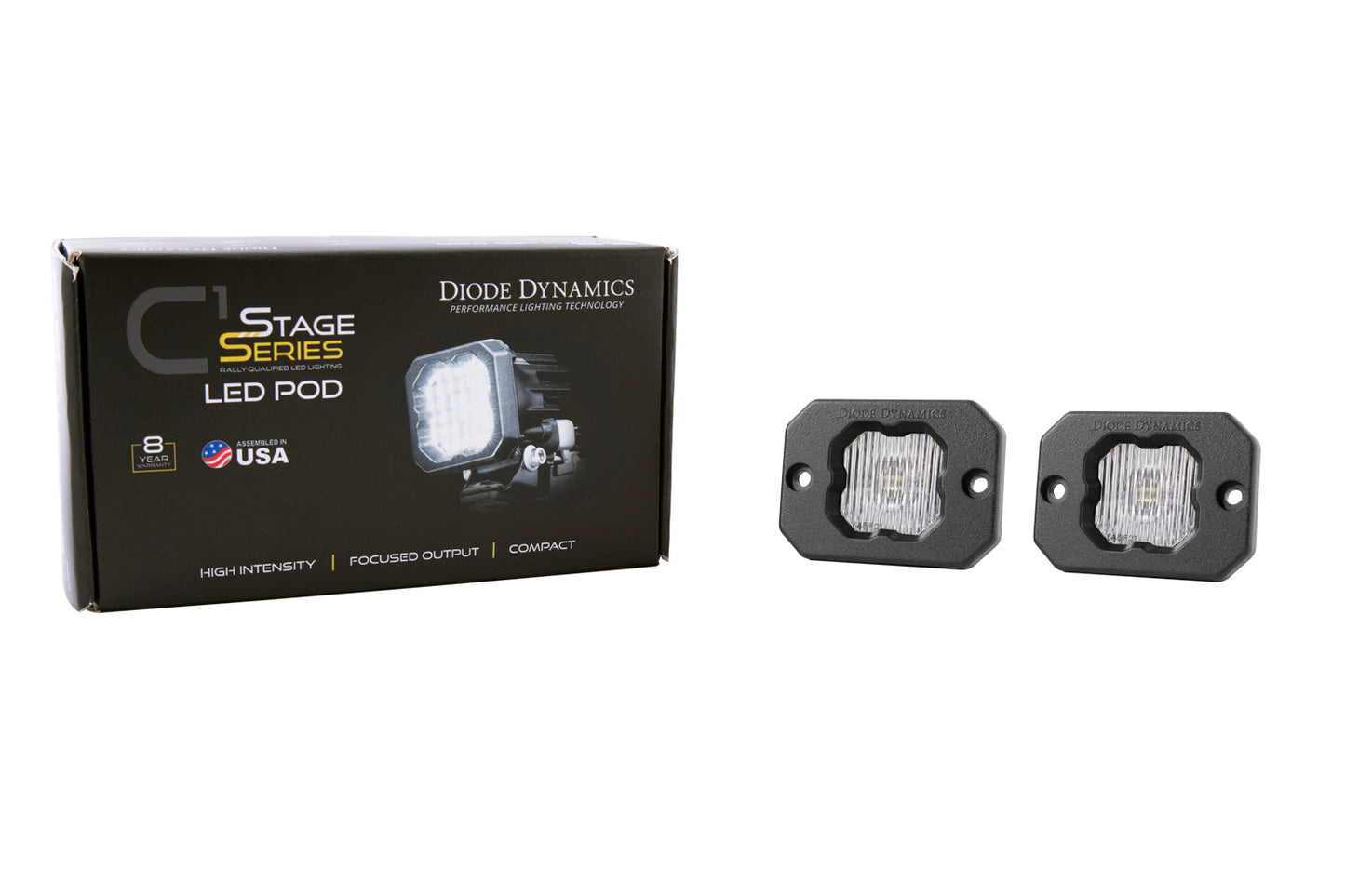 Stage Series C1 LED Pod White SAE Fog Flush WBL Pair Diode Dynamics