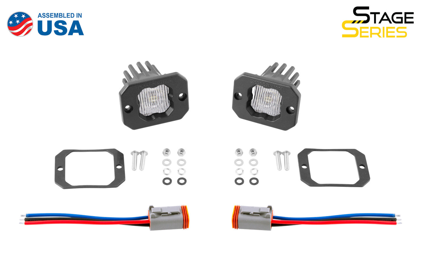 Stage Series C1 LED Pod White SAE Fog Flush WBL Pair Diode Dynamics