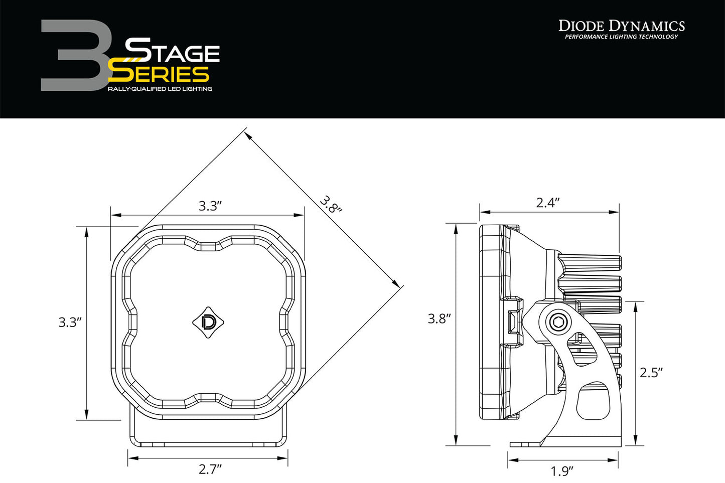 Dinámica de diodos de par estándar para niebla SAE SS3 Max ABL amarillo