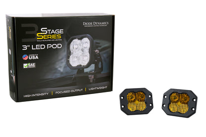 SS3 Sport ABL Yellow SAE Fog Flush Pair Diode Dynamics