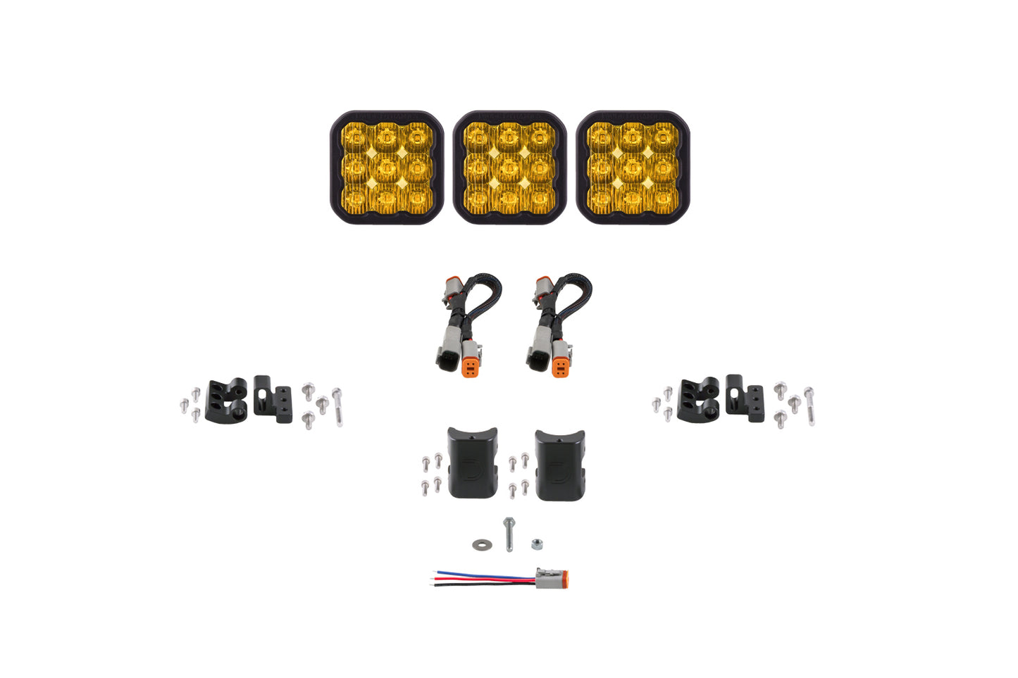 Barra de luces CrossLink de 3 módulos SS5 Sport Universal con diodo de conducción amarillo