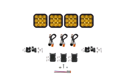 Barra de luces CrossLink universal SS5 Sport de 4 unidades con diodo de conducción amarillo dinámico