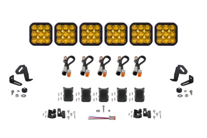 Barra de luces CrossLink universal SS5 Sport de 6 unidades con diodo de conducción amarillo dinámico