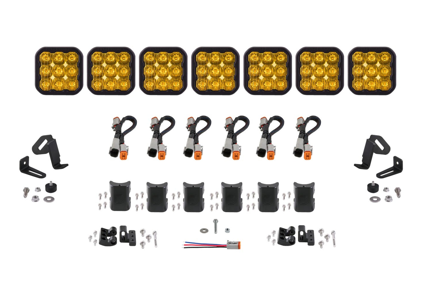 Barra de luces CrossLink universal SS5 Sport de 7 unidades con diodo de conducción amarillo dinámico