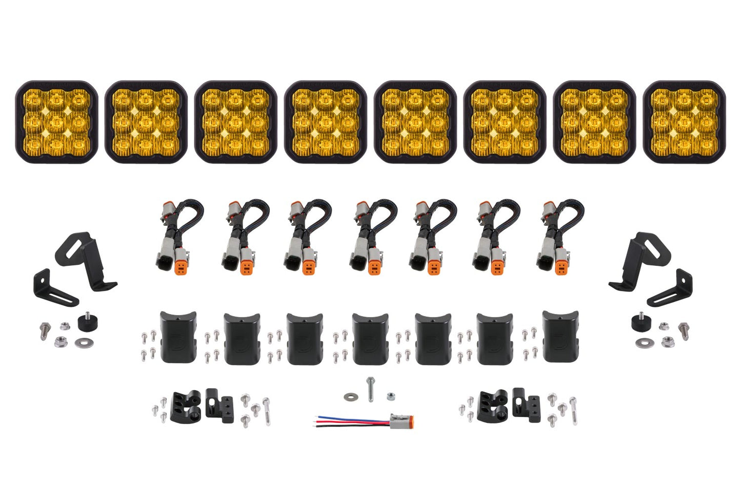 Barra de luces CrossLink universal SS5 Sport de 8 unidades con diodo de conducción amarillo dinámico