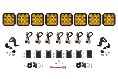 Barra de luces CrossLink universal SS5 Sport de 8 unidades con diodo de conducción amarillo dinámico