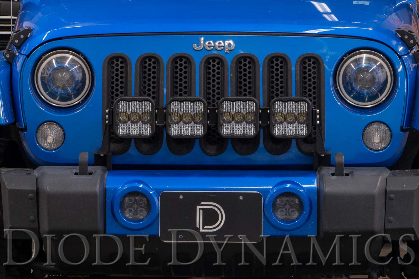 Jeep JK SS5 4-Pod CrossLink Kühlergrill Lichtleisten-Kit Sport Gelb Combo Diode Dynamics