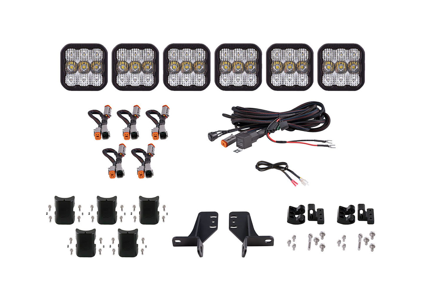 Kit de barra de luces de rejilla CrossLink de 6 unidades Bronco SS5 Sport White Combo Diode Dynamics