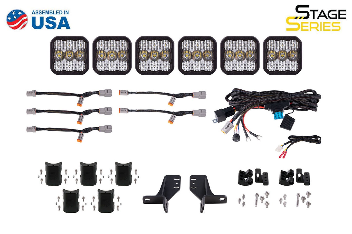 Bronco SS5 6-Pod CrossLink Grille Lightbar Kit Sport White Combo Diode Dynamics