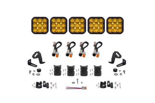 Barra de luces CrossLink universal SS5 Pro de 5 unidades con diodo de conducción amarillo dinámico