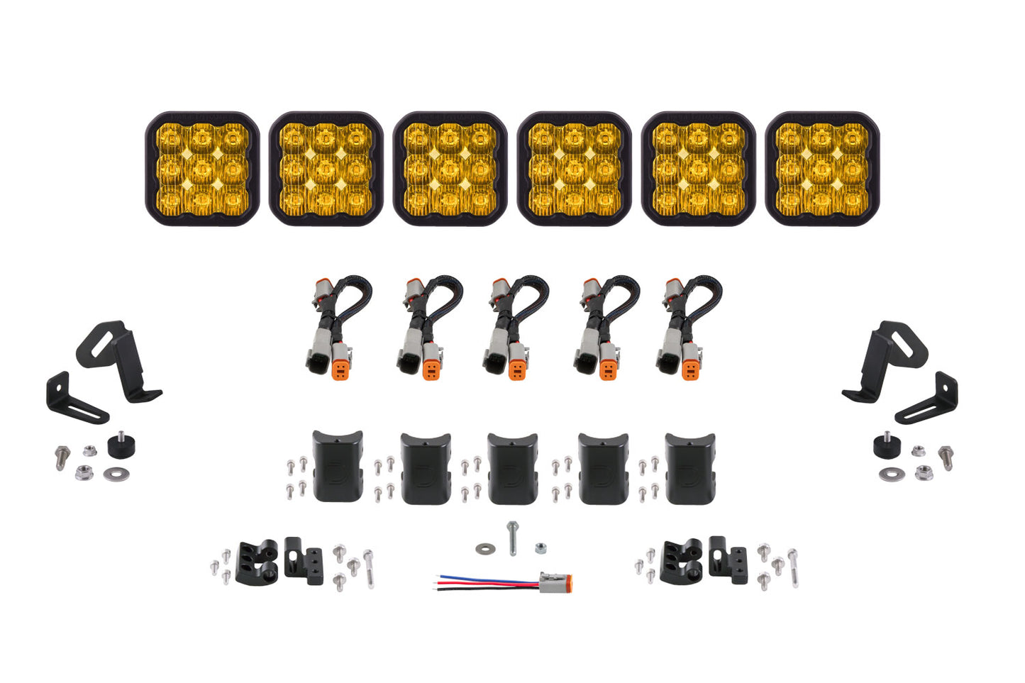 Barra de luces CrossLink universal SS5 Pro de 6 unidades con diodo de conducción amarillo dinámico