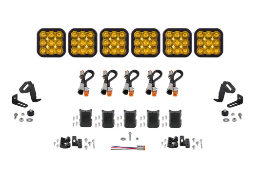 SS5 Pro Universal CrossLink 6-Pod Lightbar Yellow Driving Diode Dynamics