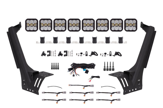 Kit de barra de luces combinadas para parabrisas Jeep JL SS5 Pro CrossLink en color blanco con dinámica de diodos