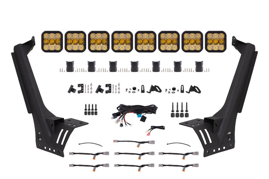 Kit de barra de luces combinada amarilla para parabrisas CrossLink Jeep JL SS5 Pro Diode Dynamics