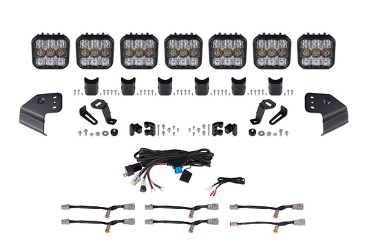 Bronco SS5 Pro CrossLink Windschutzscheibe Weiß Combo Lightbar Kit Diode Dynamics