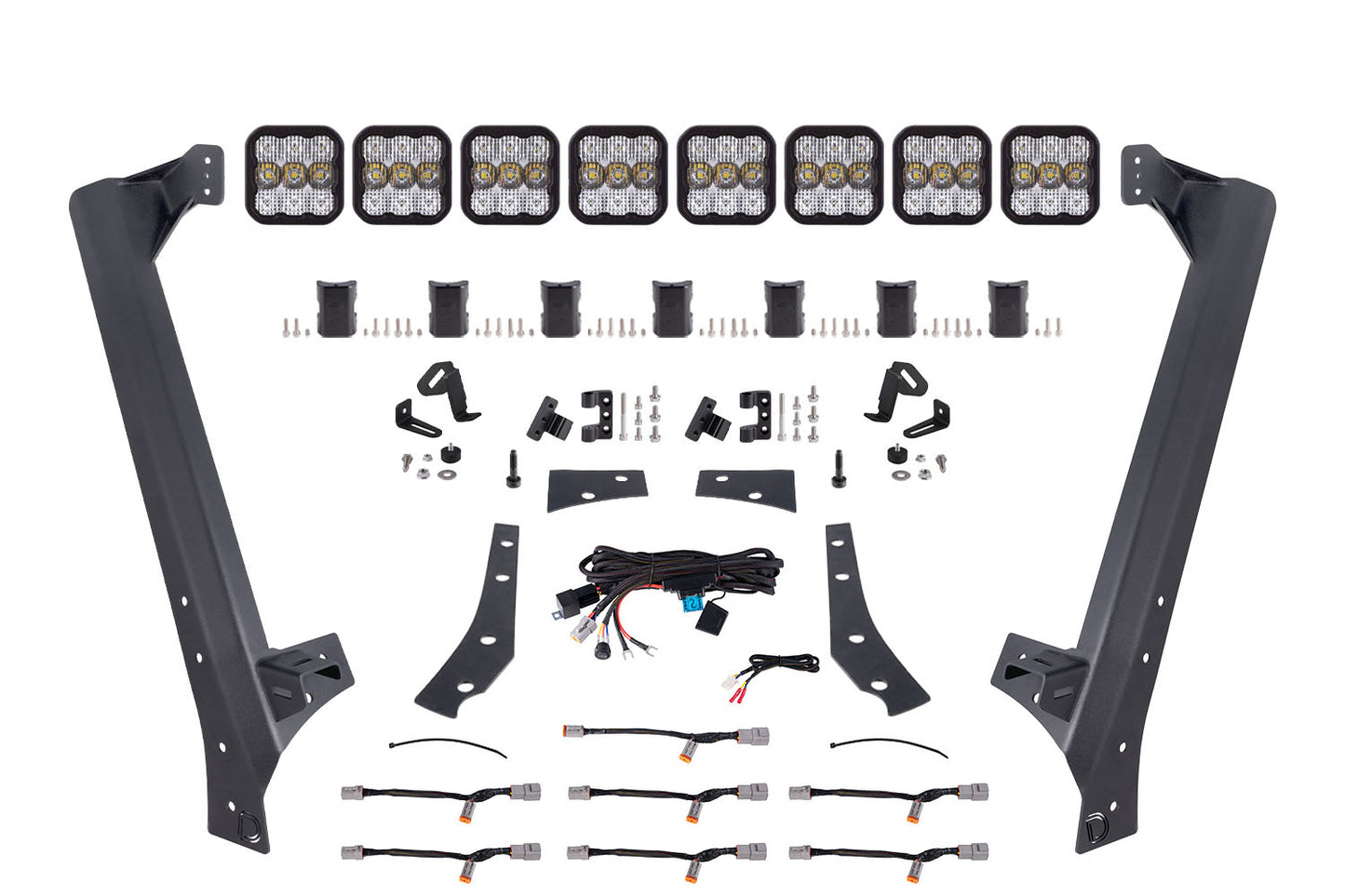 Kit de barra de luces combinadas para parabrisas Jeep JK SS5 Pro CrossLink en color blanco con dinámica de diodos