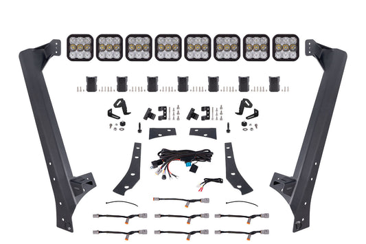 Kit de barra de luces combinadas para parabrisas Jeep JK SS5 Pro CrossLink en color blanco con dinámica de diodos