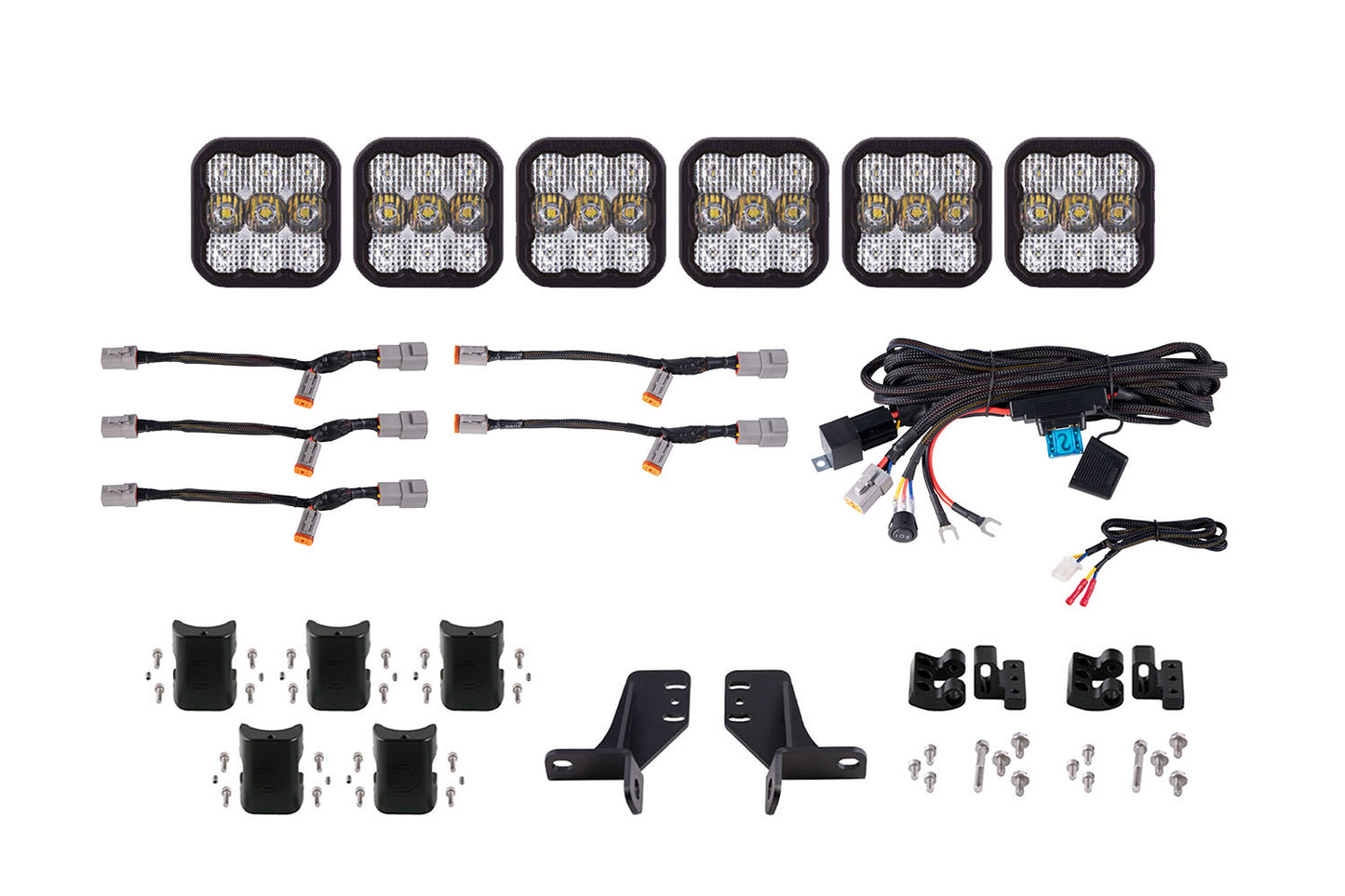 Bronco SS5 6-Pod CrossLink Grille Lightbar Kit Pro White Combo Diode Dynamics