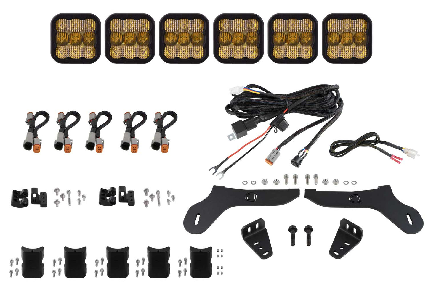 Kit de barra de luces CrossLink de rejilla SS5 para Ford Raptor Sport 2017-2020 Combo Yellow Diode Dynamics