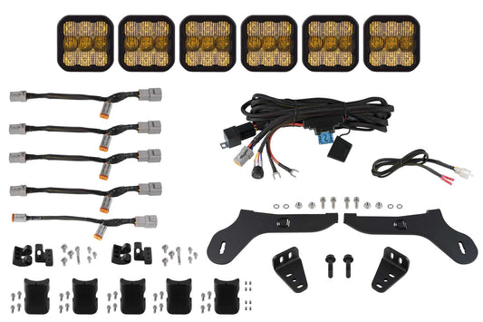 Kit de barra de luces CrossLink de rejilla SS5 para Ford Raptor Pro 2017-2020 Combo Yellow Diode Dynamics