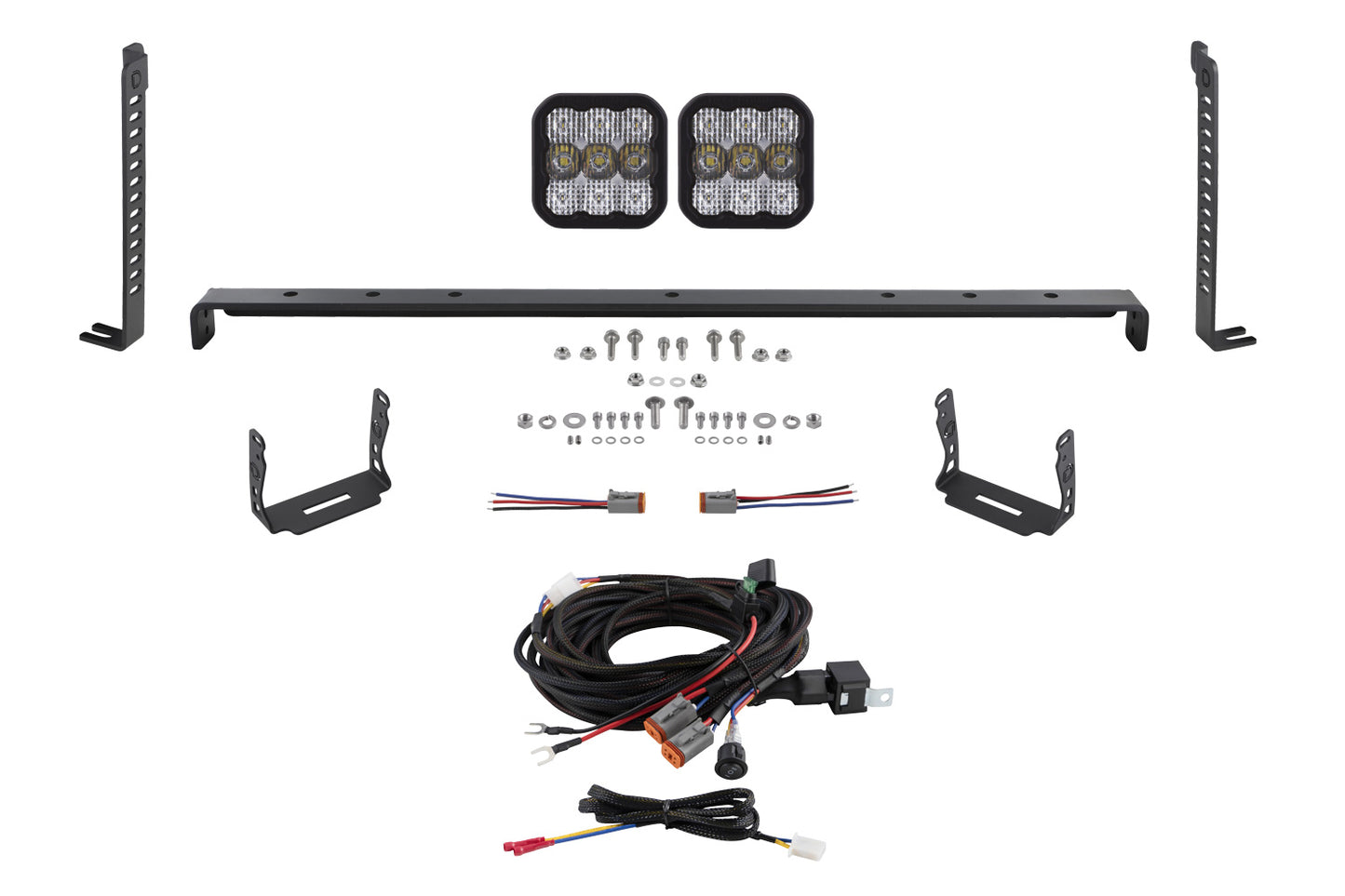 SS5 Stealth-Kühlergrill, LED-2-Pod-Kit für 2014–2023 Toyota 4Runner, Sport White Combo Diode Dynamics