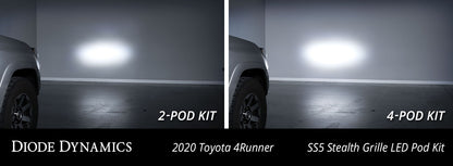 SS5 Stealth-Kühlergrill, LED-2-Pod-Kit für 2014–2023 Toyota 4Runner, Sport Yellow Combo Diode Dynamics