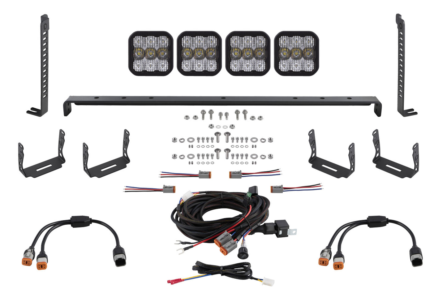 SS5 Stealth-Kühlergrill, LED-4-Pod-Kit für 2014–2023 Toyota 4Runner, Sport White Combo Diode Dynamics