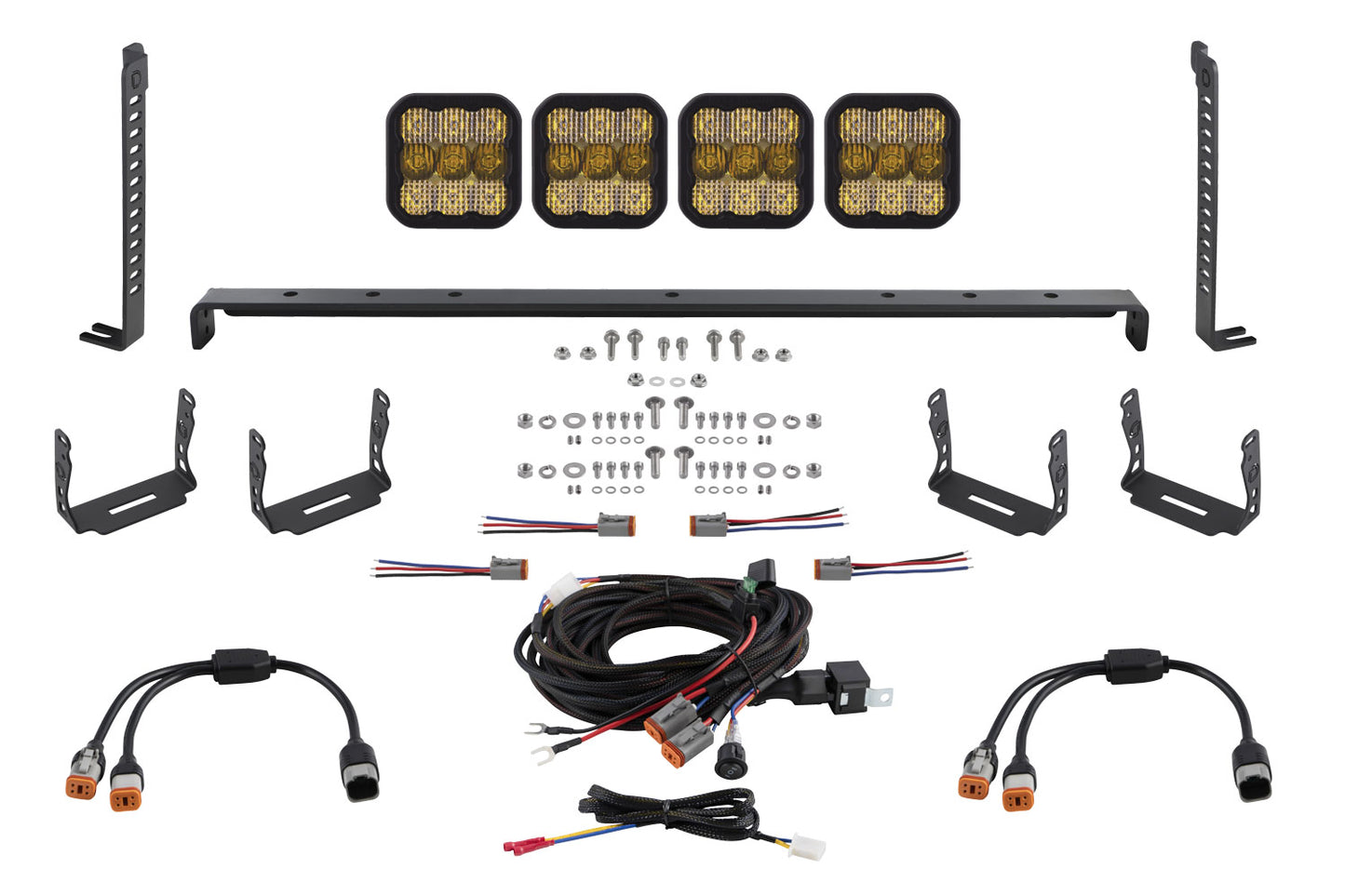 Kit de 4 luces LED de rejilla Stealth SS5 para Toyota 4Runner 2014-2023, dinámica de diodos combinada en amarillo deportivo