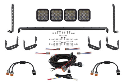 Kit de 4 luces LED de rejilla Stealth SS5 para Toyota 4Runner 2014-2023, dinámica de diodos de conducción en blanco deportivo