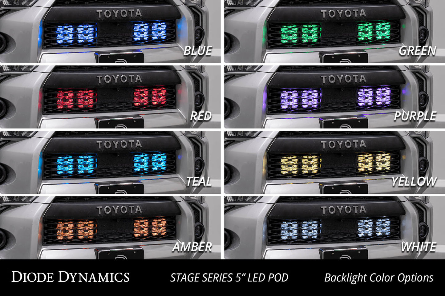 Kit de 4 luces LED para parrilla Stealth SS5 para Toyota 4Runner 2014-2023, dinámica de diodos de conducción en amarillo deportivo