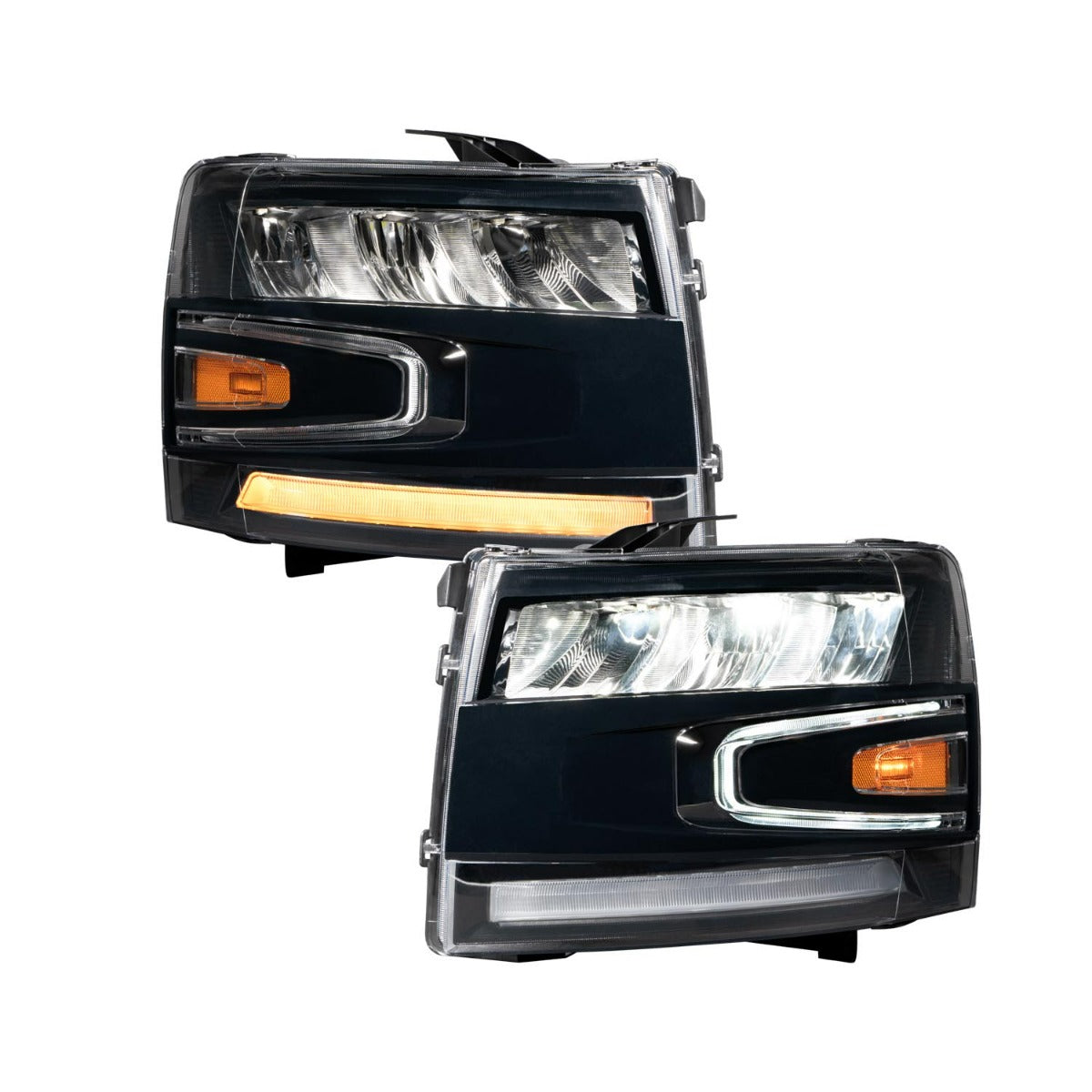 Par de faros delanteros reflectores LED para Chevrolet Silverado 2007-2013 con iluminación