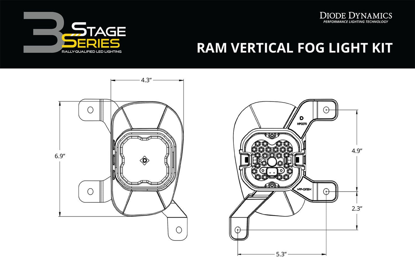 SS3 LED Fog Light Kit for 2019-2023 Dodge Ram 1500 Classic